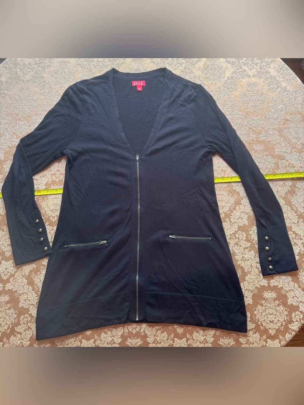 Elle Black Zip-Up Long Cardigan